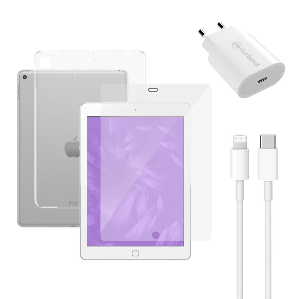 Snellader (20W), kabel (Lightning), tablet screenprotector & transparante tablethoes | iPad Pro 9.7" (2014/2016/2018) | transparant