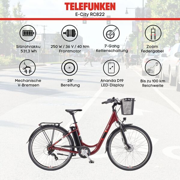 Telefunken RC822 Multitalent | Low Entry | red | 28" | 48 cm | < 500 km 3