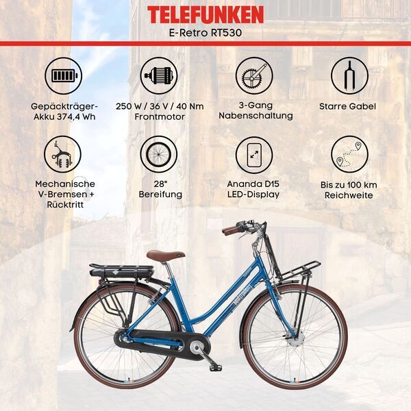 Telefunken RT530 Multitalent | Tiefeinsteiger | blau | 28" | 49 cm | < 500 km 5