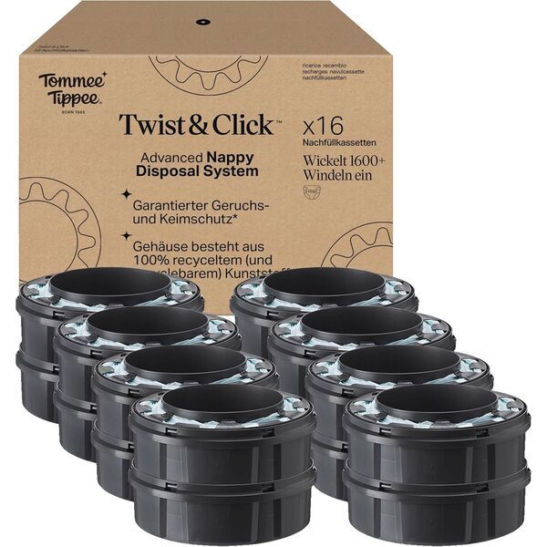 Tommee Tippee Twist & Click Windelbehälter | 16 pieces | black 1