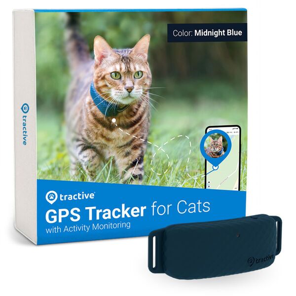 Tractive GPS Cat 4 Tracker pour chats avec suivi d'activité | EXCL. ABO | TRAMINDB | Bleu nuit