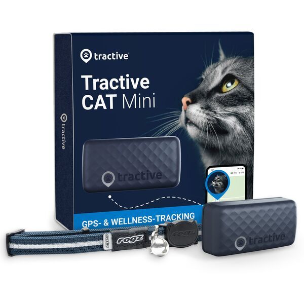 Tractive GPS CAT Mini - GPS tracker pro kočky s monitorem aktivity | BEZ předplatného | TRCAT5DB | tmavě modrá 1