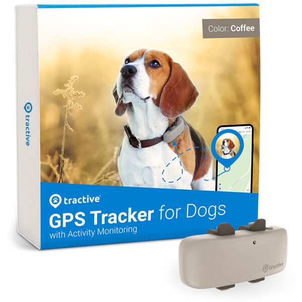 Tractive GPS DOG 4 - localizzatore GPS per cani con monitoraggio del benessere | ABBONAMENTO ESCLUSO | TRNJA4 | marrone