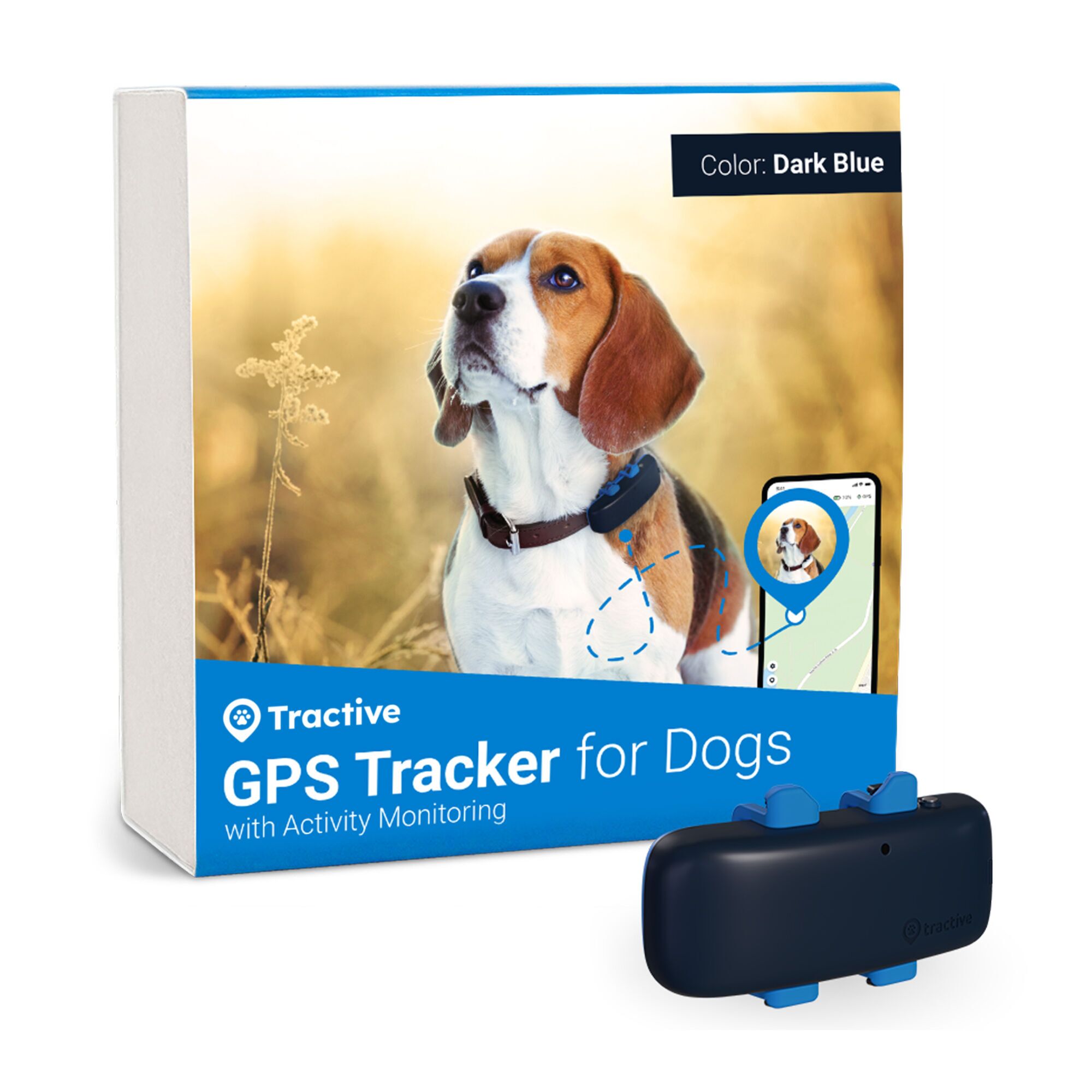Tractive GPS DOG 4 - GPS-tracker voor honden met activiteitstracking | EXCL. ABONNEMENT | TRNJADB | Middernachtblauw
