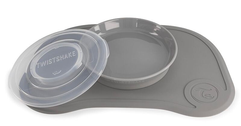 Twistshake Click-Mat + Platte Anti-Rutsch-Geschirrset for Babys | grey 1