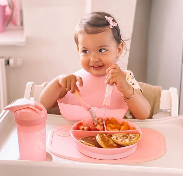 Twistshake Click-Mat + Platte | Anti-Rutsch-Geschirrset for Babys | pink 2