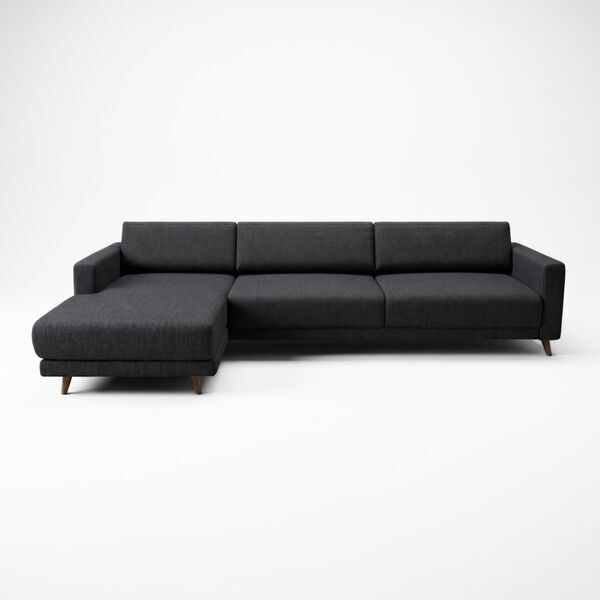 Tyme corner sofa left chaise longue structural fabric Nachtschwarz | black, image 1 of 3