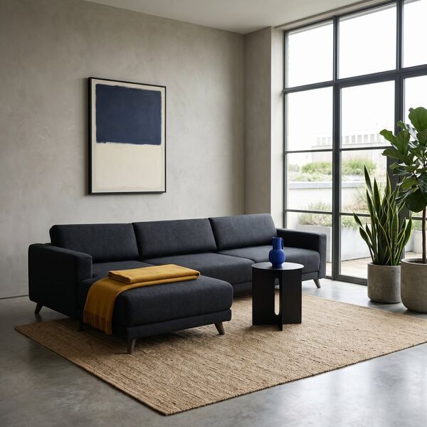 Tyme Ecksofa Récamiere Links Strukturgewebe Nachtschwarz | schwarz, image 1 of 4
