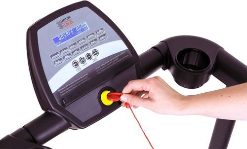 Treadmill console safety key close-up