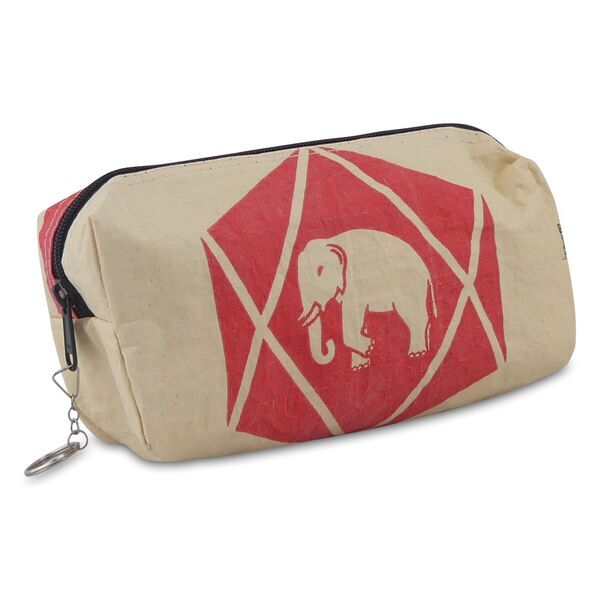 Upcycling Deluxe - Upcycling pencil case Karnei made of cement bag - elephant red-beige | one size