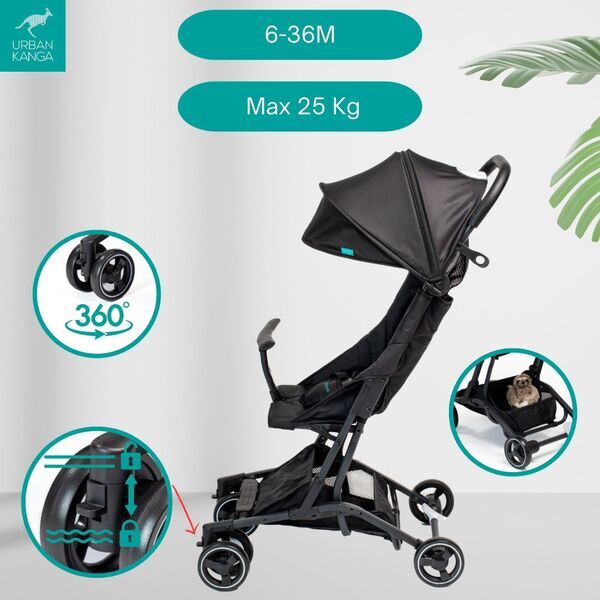 Urban Kanga Bandicoot Kinderwagen | black | Oxford Gewebe 3