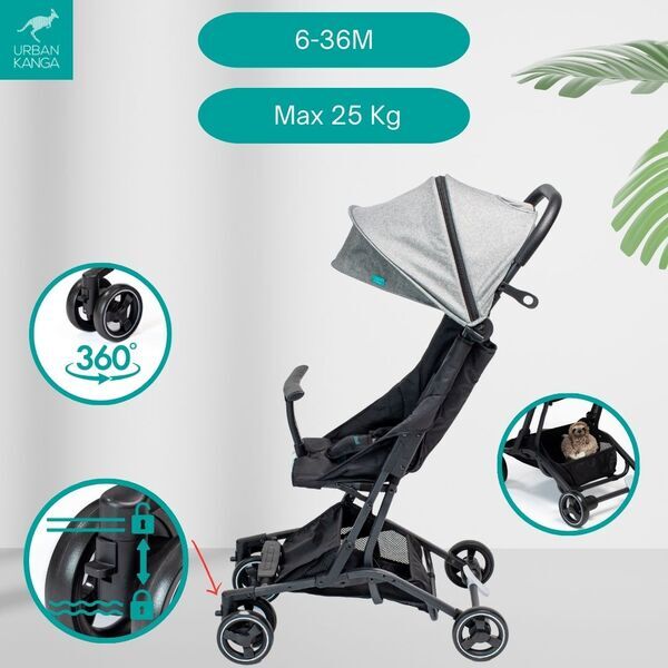 Urban Kanga Bandicoot Kinderwagen | grau | Oxford Gewebe 2