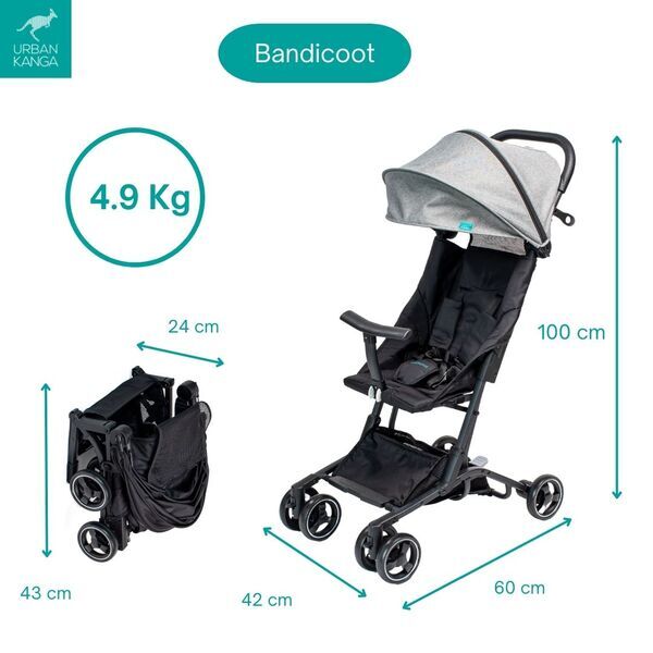 Urban Kanga Bandicoot Kinderwagen | grau | Oxford Gewebe 3