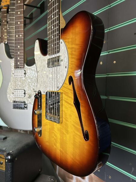 Vintage V72 Reissued Custom Flame Tobacco Burst 2016 LH Electric Guitar | Tobacco Burst, image 5 of 5
