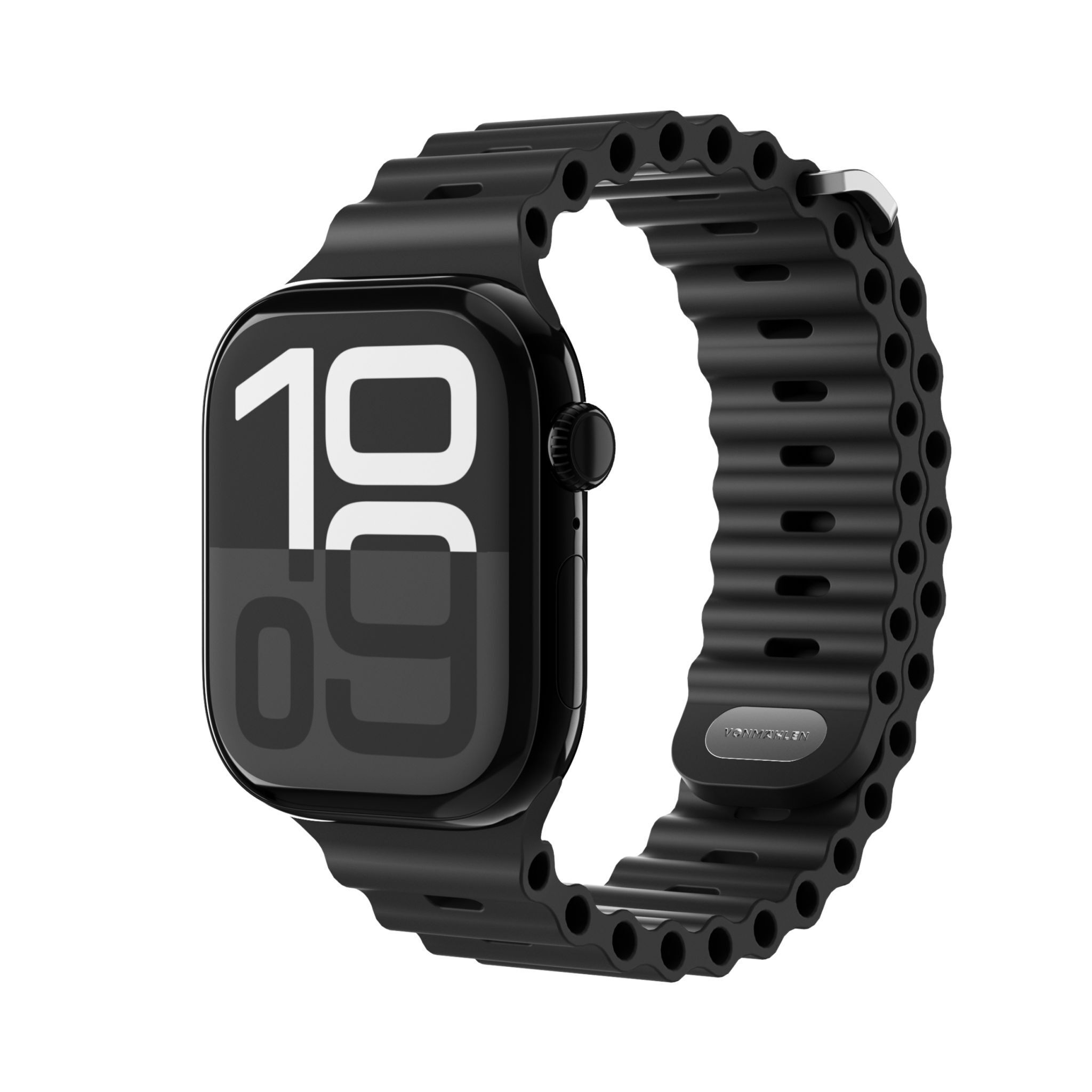 Wave Band voor Apple Watch - Gerecyclede siliconen band | Vonmahlen | Apple Watch 40/41/42 | zwart