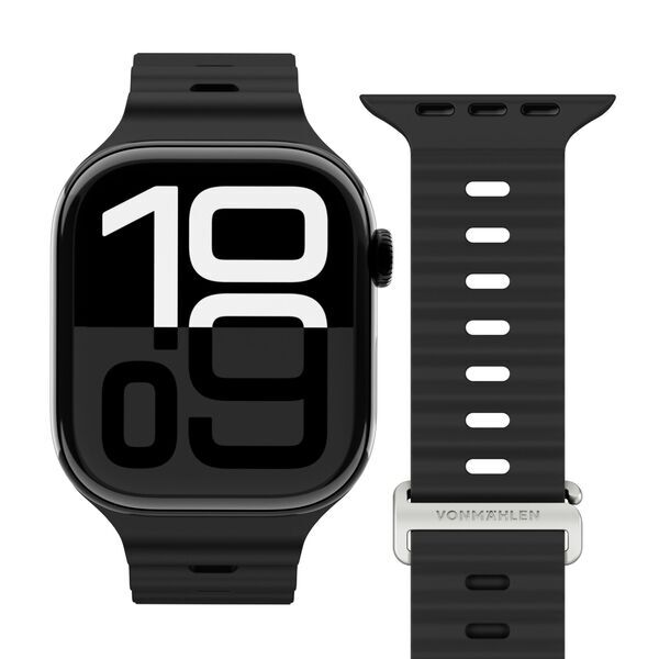 Wave Band for Apple Watch - Recycled Silicone Strap | Vonmahlen | Apple Watch 40/41/42 | black, image 2 of 4