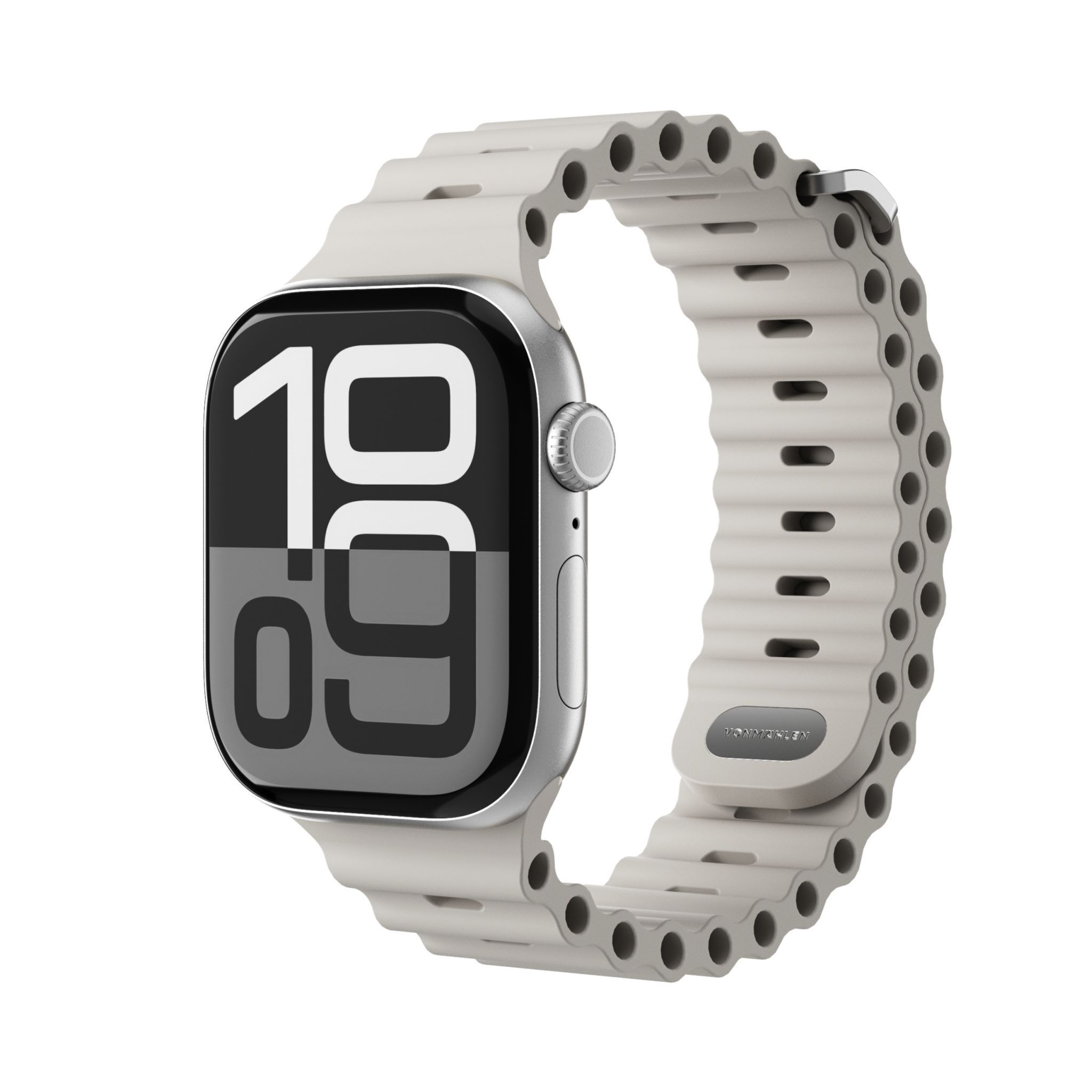Wave Band voor Apple Watch - Gerecyclede siliconen band | Vonmahlen | Apple Watch 44/45/46/49 | crème