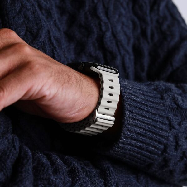 Wave Band za Apple Watch - Remen od recikliranog silikona | Vonmahlen | Apple Watch 44/45/46/49 | krema, image 4 of 4