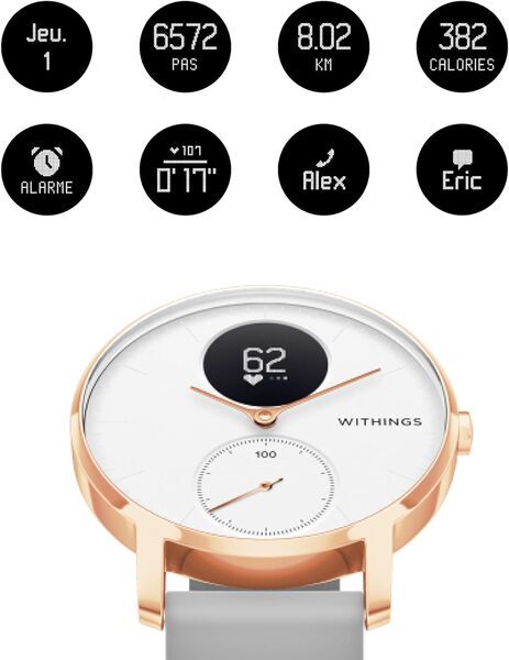 Withings Steel HR 36 mm | růžové zlato | šedá | bílá 3