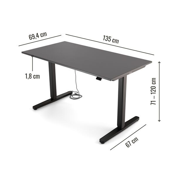 Yaasa Desk Basic 135 x 70 cm - Elektrisk højdejusterbart skrivebord | antracit 2