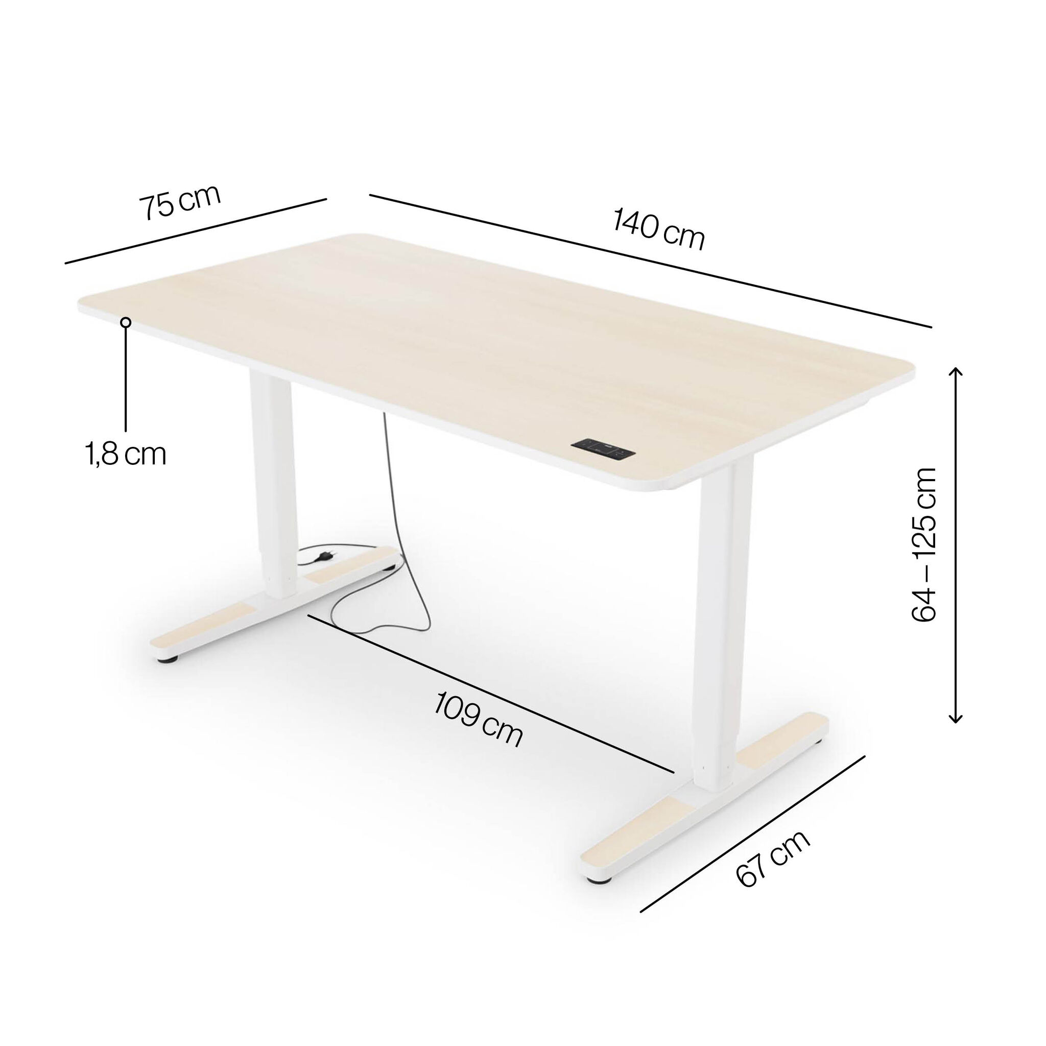 Elektrisch höhenverstellbarer Schreibtisch 2x 140 online cm Seitenlänge