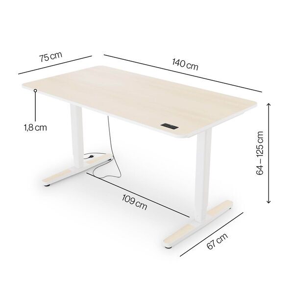 Yaasa Desk Pro 2 140 x 75 cm - Electrically height-adjustable desk | Acacia 2