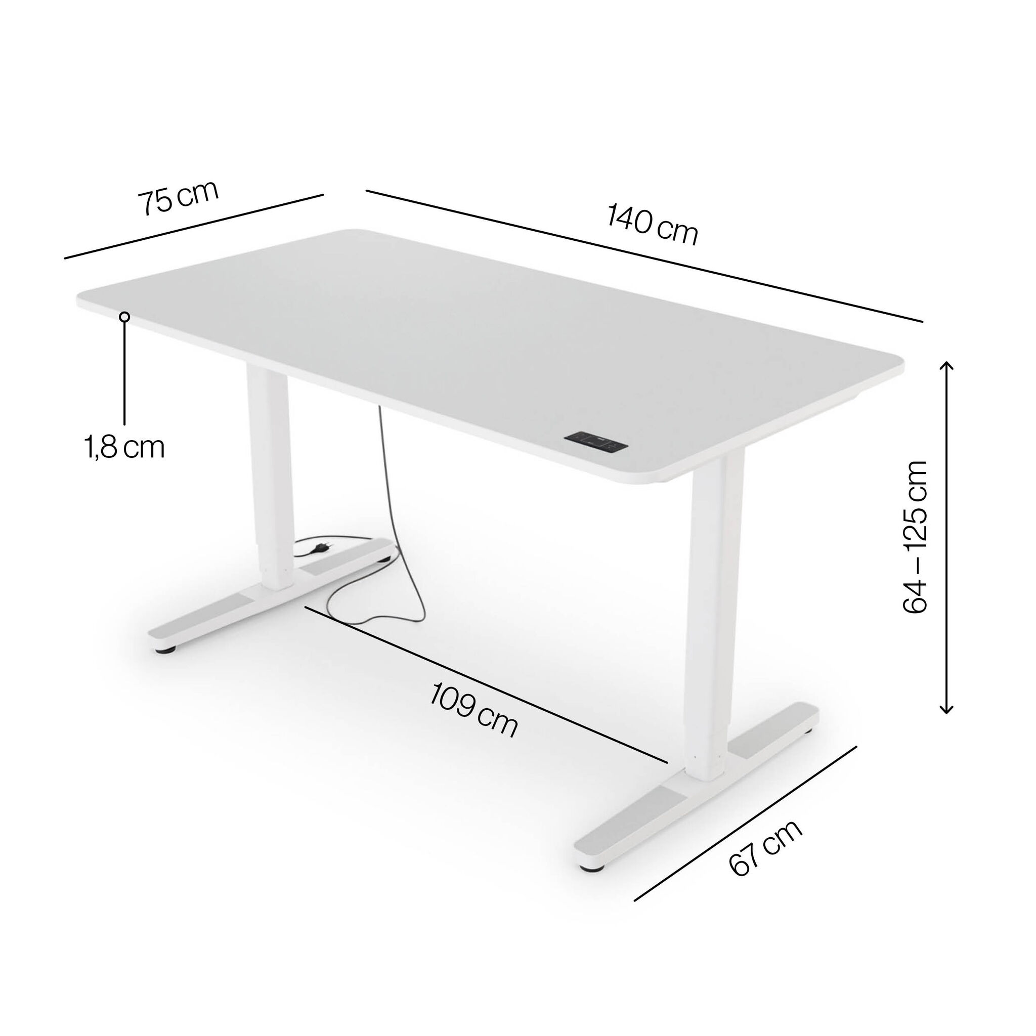 Yaasa Desk Pro 2 140 x 75 cm - Scrivania elettrica regolabile in