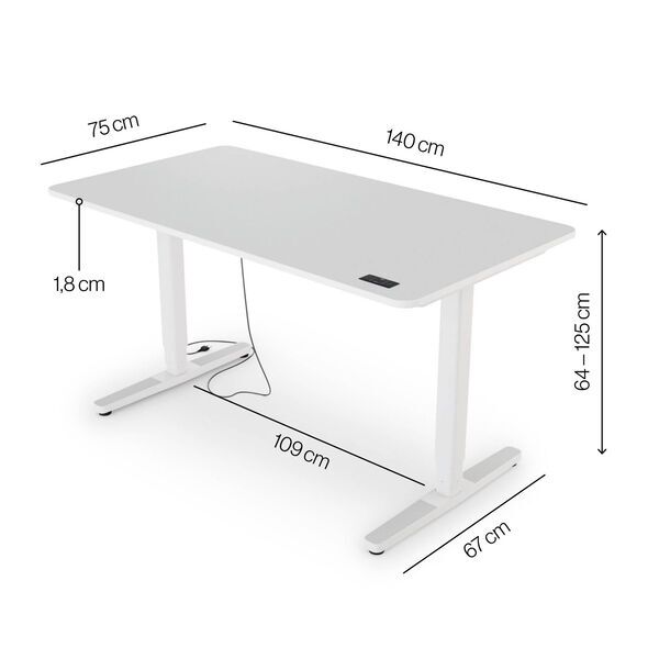 Yaasa Desk Pro 2 140 x 75 cm - Electrically height-adjustable desk | light grey/white 2
