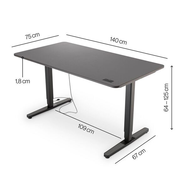 Yaasa Desk Pro 2 140 x 75 cm - Elektrisch höhenverstellbarer Schreibtisch | dunkelgrau/schwarz 2