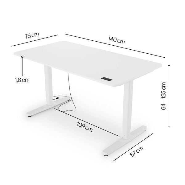 Yaasa Desk Pro 2 140 x 75 cm - Elektrisch höhenverstellbarer Schreibtisch | Offwhite 2