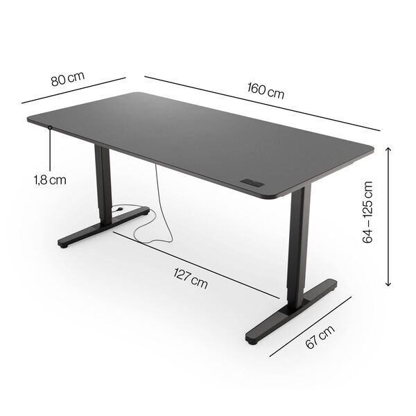Yaasa Desk Pro 2 160 x 80 cm - Biurko z elektryczną regulacją wysokości | ciemnoszary/czarny 2