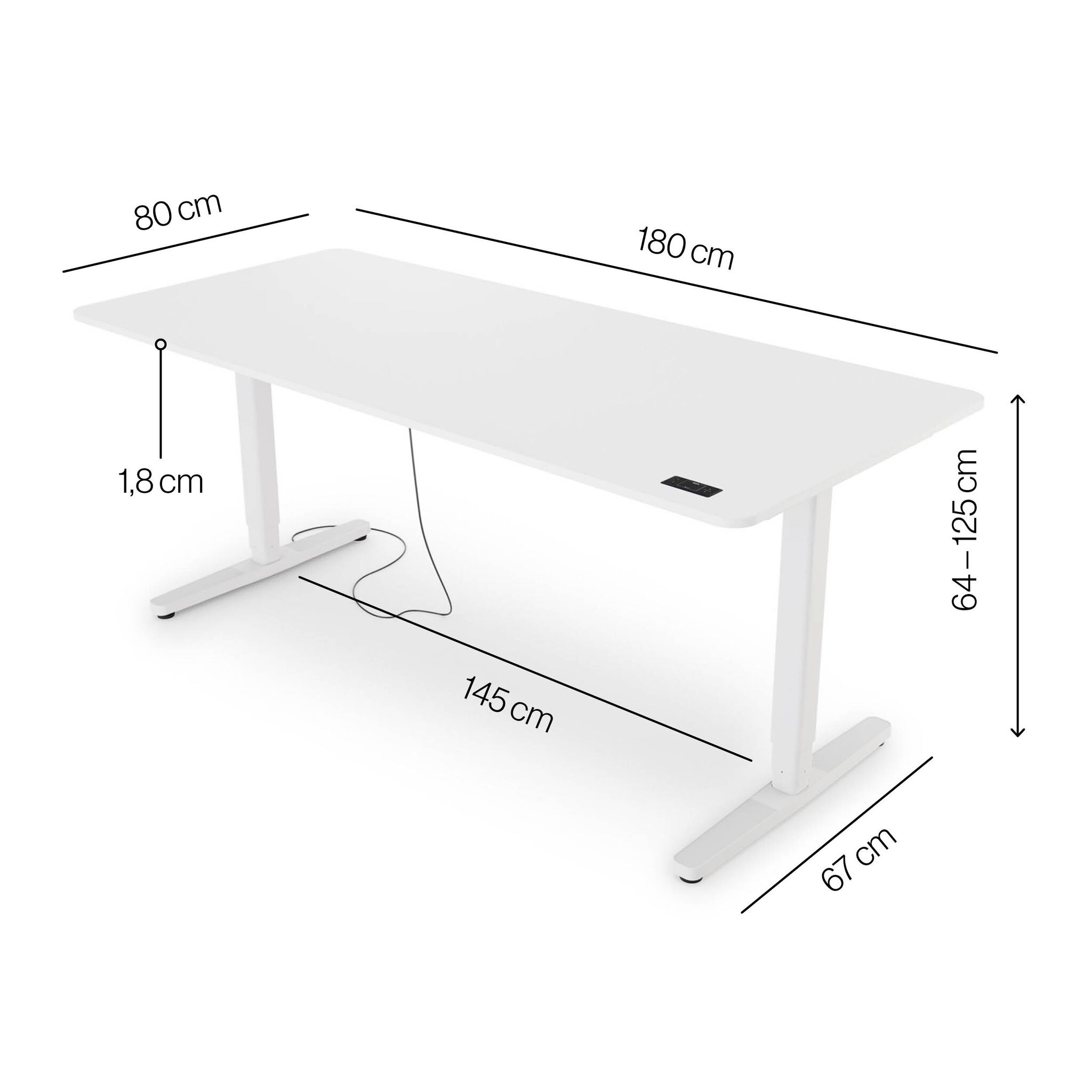 Yaasa Desk Pro 2 180 x 80 cm - Scrivania elettrica regolabile in altezza, Offwhite, 502 €