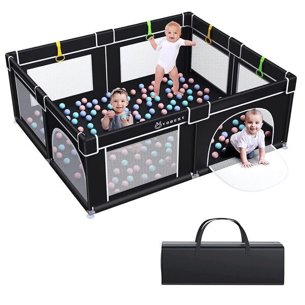 Yobest Baby-Laufgitter | schwarz 1