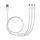 3-in-1 USB Oplaad Gevlochten Kabel (Type-C, Lightning, Micro) - 1,5m | wit thumbnail 1/2