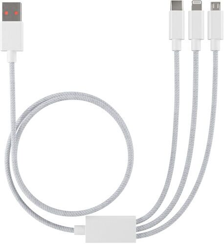 3-i-1 USB-laddningsflätad kabel (typ C, Lightning, Micro) - 1,5 m