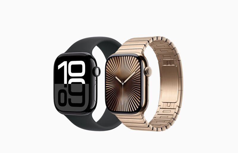 Apple Watch Series 10 Titanium 46 mm (2024) | GPS + Cellular | Gold | Braided Solo Loop 0 | Black Unity