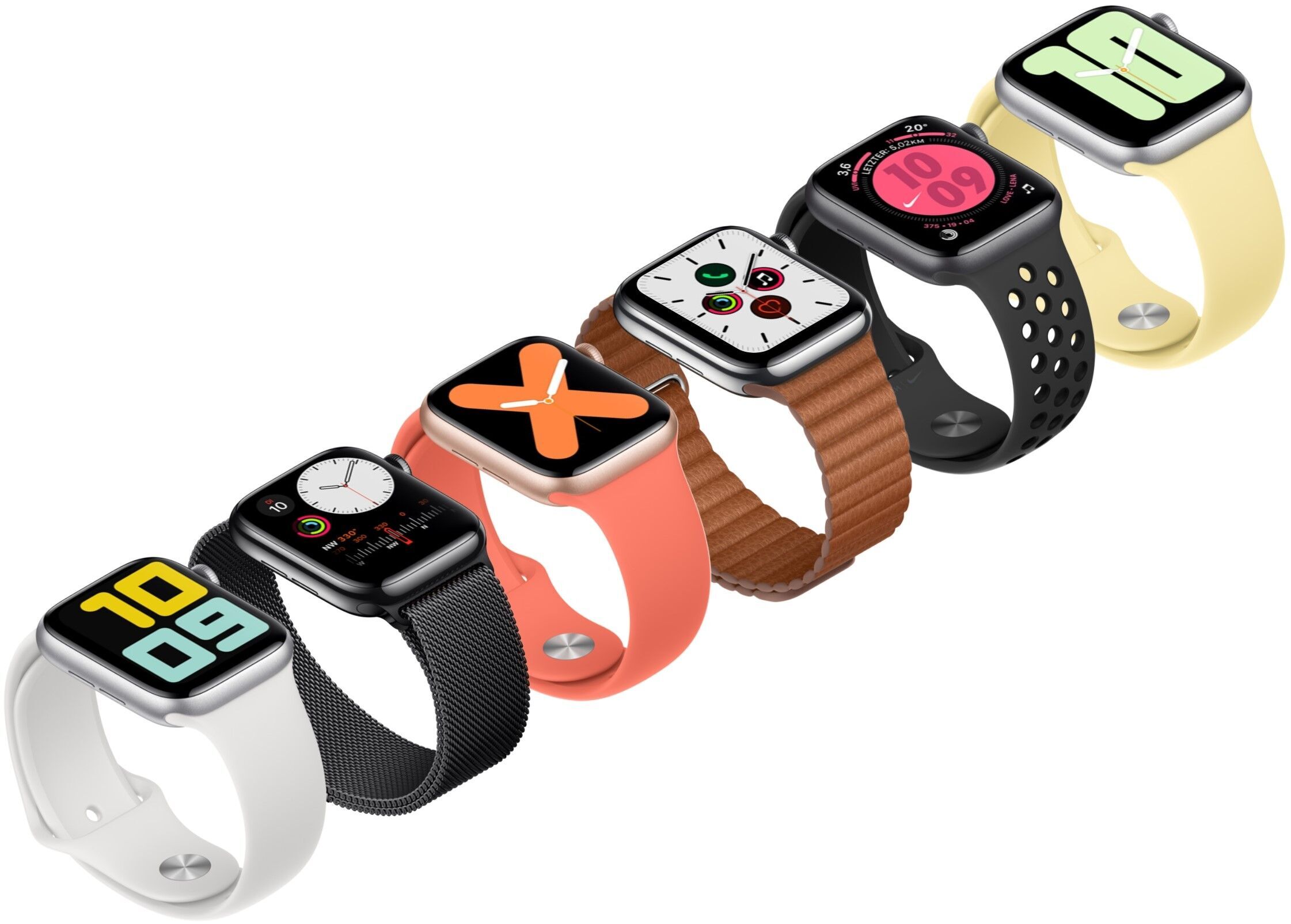 Apple Watch Series 5 (2019) 44 mm Aluminium GPS silber Sportarmband Dunkelmarine