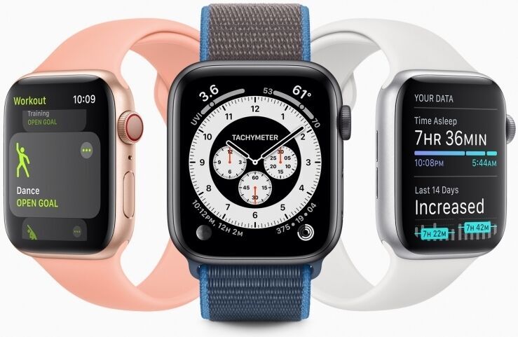 Apple Watch Series 6 Aluminium 40 mm (2020) | GPS | blau | Sportarmband blau