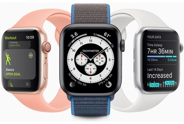 Apple Watch Series 6 Aluminium 44 mm (2020) GPS + Cellular blau Sportarmband schwarz