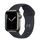 Apple Watch Series 7 Rustfrit stål 41 mm (2021) | GPS + Cellular | grafit | Sportsrem Midnatsblå thumbnail 1/3