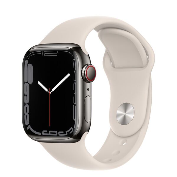 Apple Watch Series 7 Stainless steel 41 mm (2021) | GPS + Cellular | gold | Sport Band white 3