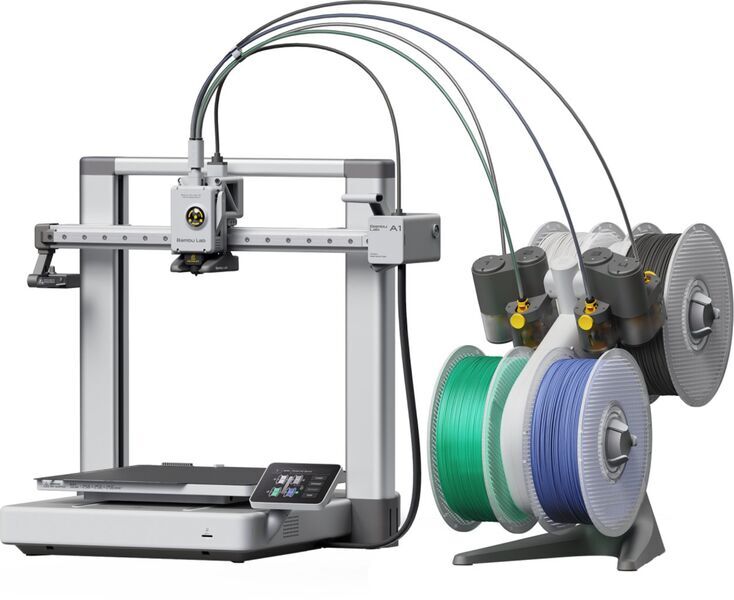 Bambu Lab A1 Combo 3D printer | gray/white, image 1 of 2