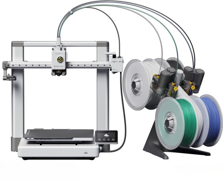 Bambu Lab A1 Combo 3D printer | gray/white, image 2 of 2