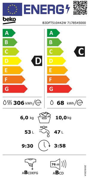Beko B3DFT510442W Waschtrockner 10 kg/6 kg | weiß/schwarz, image 5 of 5