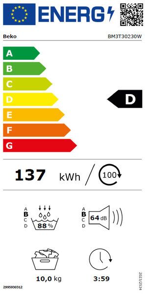 Beko BM3T30230W Wärmepumpentrockner 10 kg | weiß/schwarz, image 5 of 5