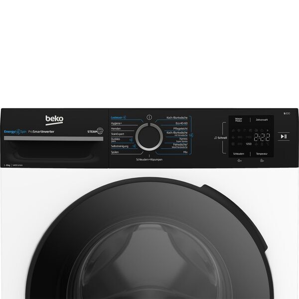 Beko BM3WFU3841R Front-loading washing machine 8 kg | white/black, image 4 of 5