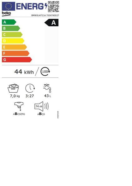Beko BMWSU4721A Front-loading washing machine 7 kg | white/black, image 5 of 5