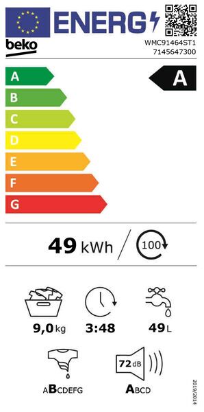 Beko WMC91464ST1 Front-loading washing machine 9 kg | white/black 5
