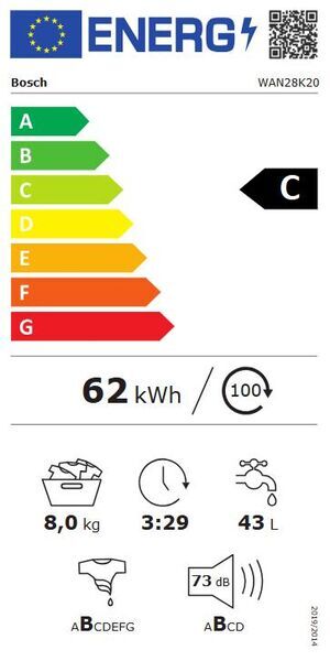 Bosch Serie 4 WAN28K20 Frontmatad tvättmaskin 8 kg | vit 5