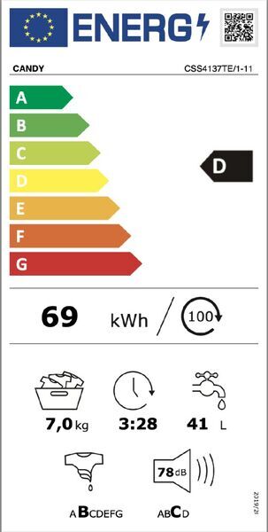 Candy Smart CSS4137TE/1-11 Frontlader Waschmaschine 7 kg | weiß 4